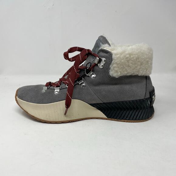 Sorel Out N About lll 3 Conquest Waterproof Suede Shearling Short Boots gray 8 - Picture 3 of 11